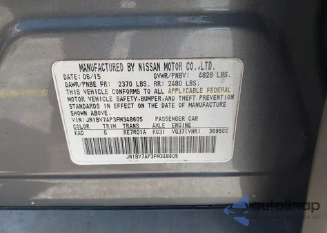 2015 Infiniti Q50 Sport from USA, damaged, VIN JN1BV7AP3FM348605